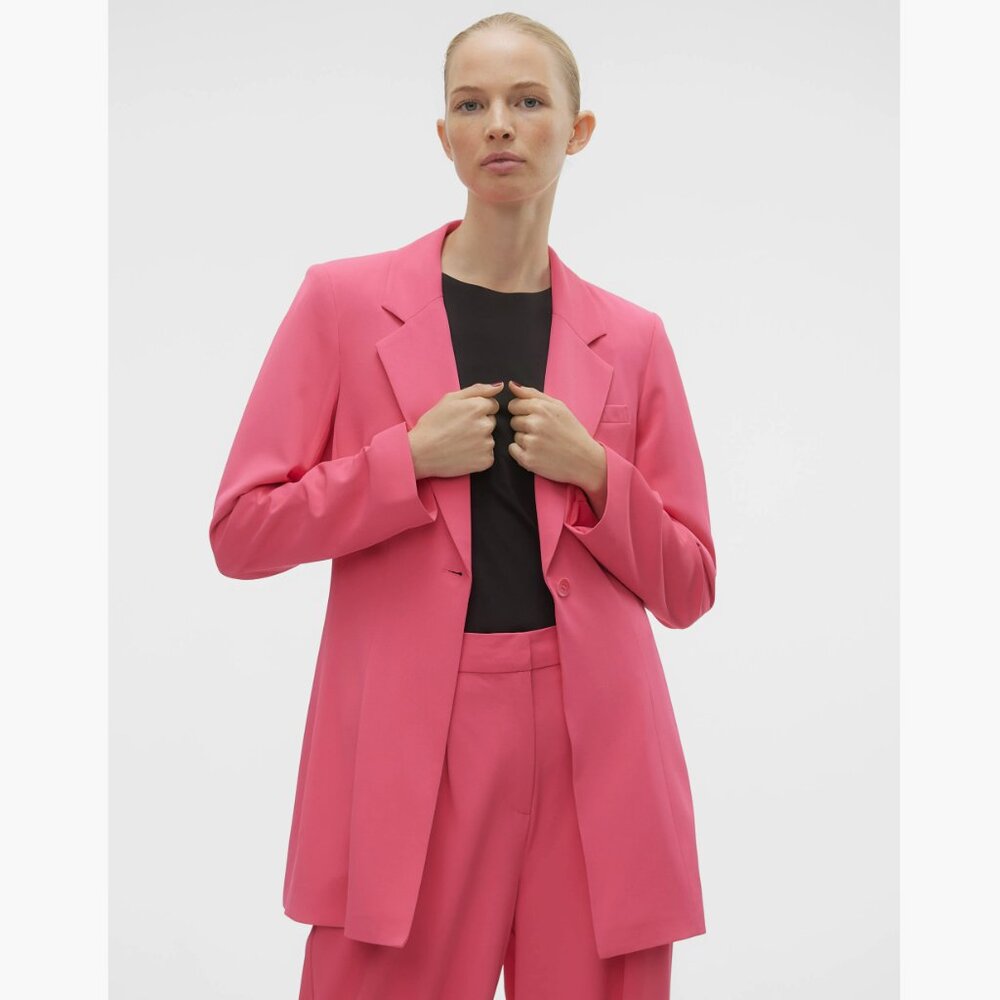 NWT VERO MODA Charity Slim Fit Long Blazer 6 US / 38 EU IN RASPBERRY